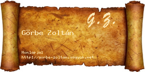 Görbe Zoltán névjegykártya